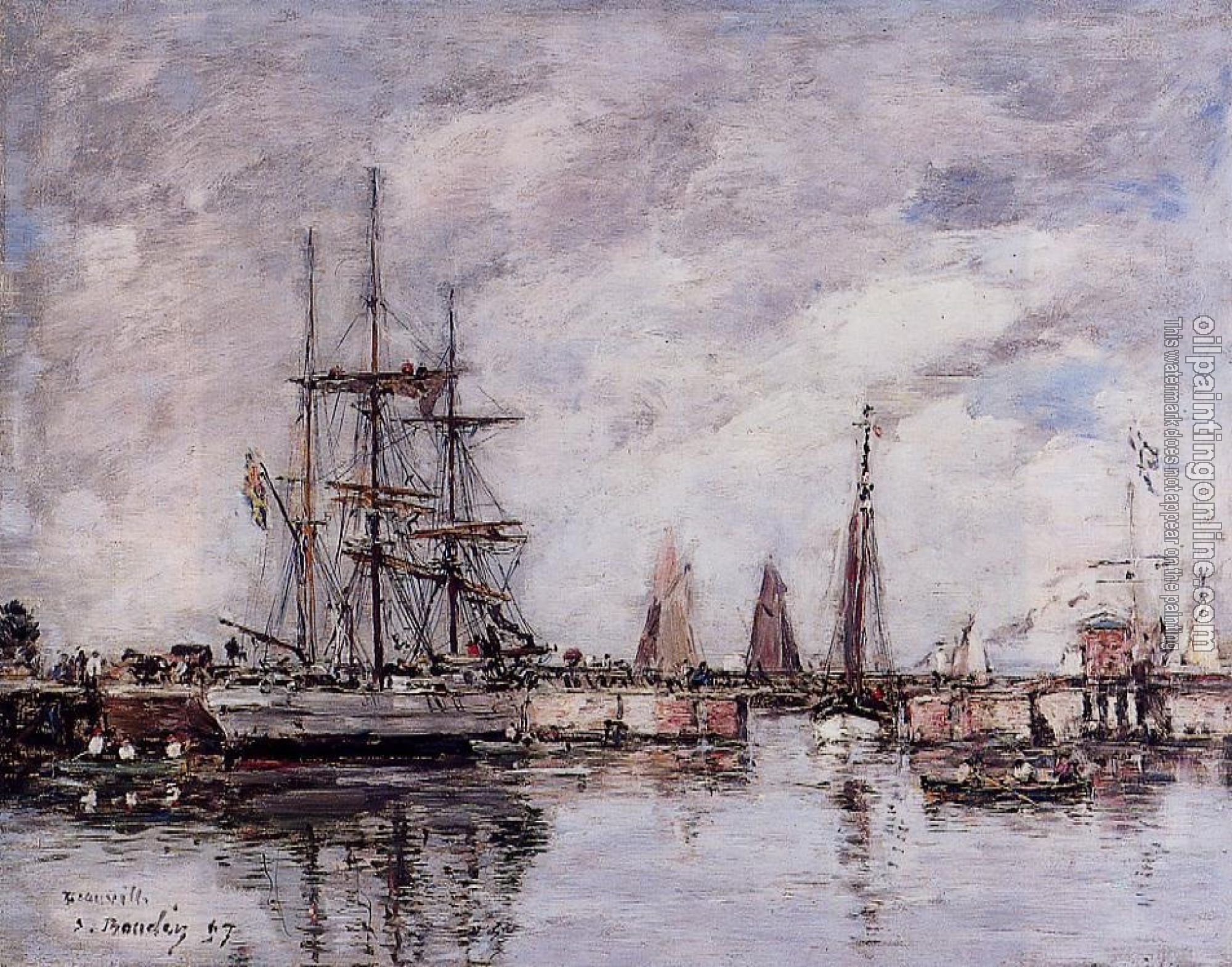 Boudin, Eugene - Deauville, Norwegian Three-Master Leaving Port